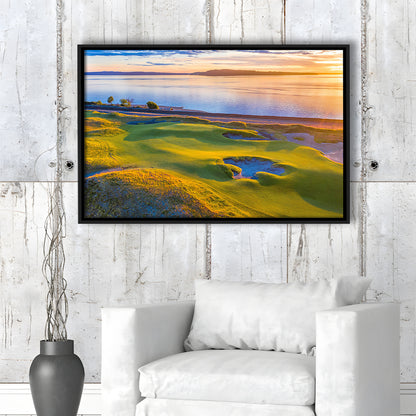 Chambers Bay Golf Course Hole 17, Fine Art, Floating Framed Canvas Print Wall Art