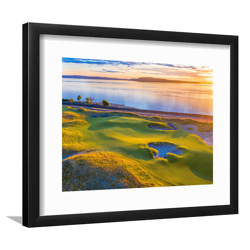 Chambers Bay Golf Course Hole 17, Fine Art, Goft Art Print, Framed Art Print White Border Wall Decor