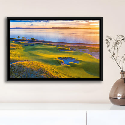 Chambers Bay Golf Course Hole 17, Fine Art, Floating Framed Canvas Print Wall Art