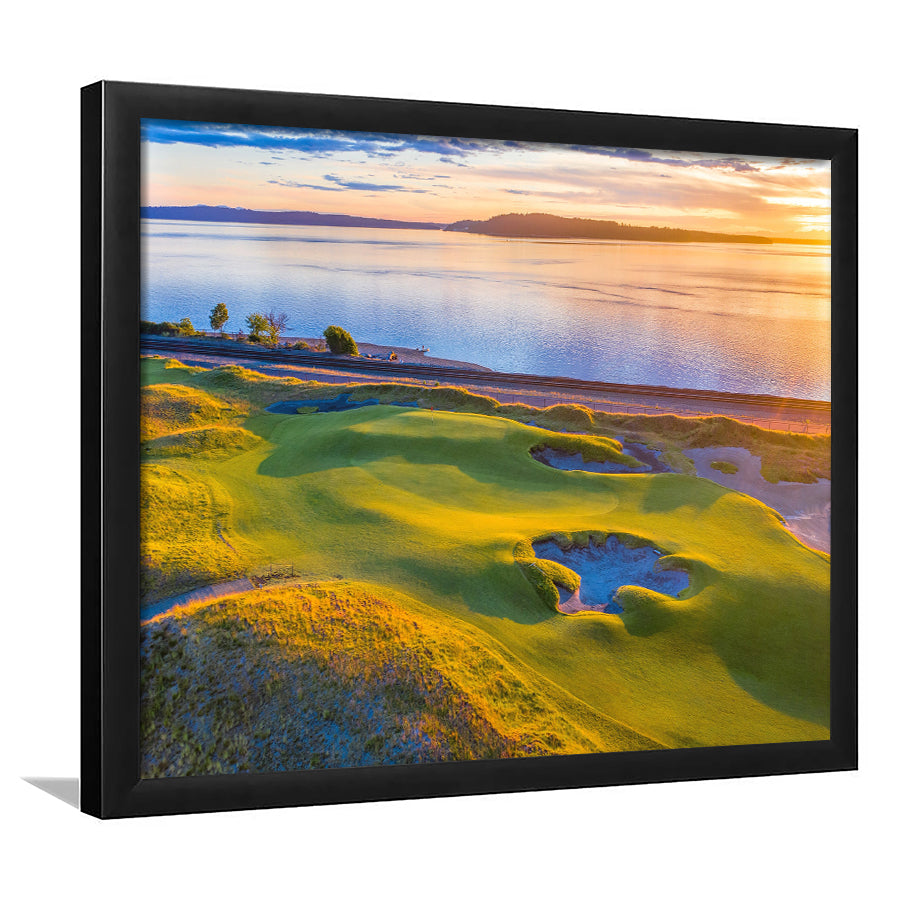Chambers Bay Golf Course Hole 17, Fine Art, Framed Art Print Wall Decor, Picture Framed
