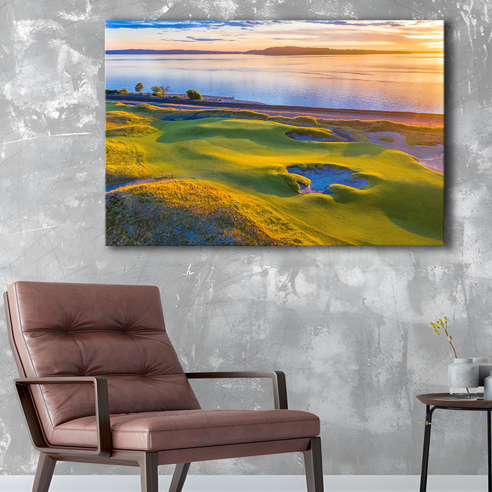 Chambers Bay Golf Course Hole 17, Fine Art, Golf Art Print,Gifts Golf Lover
