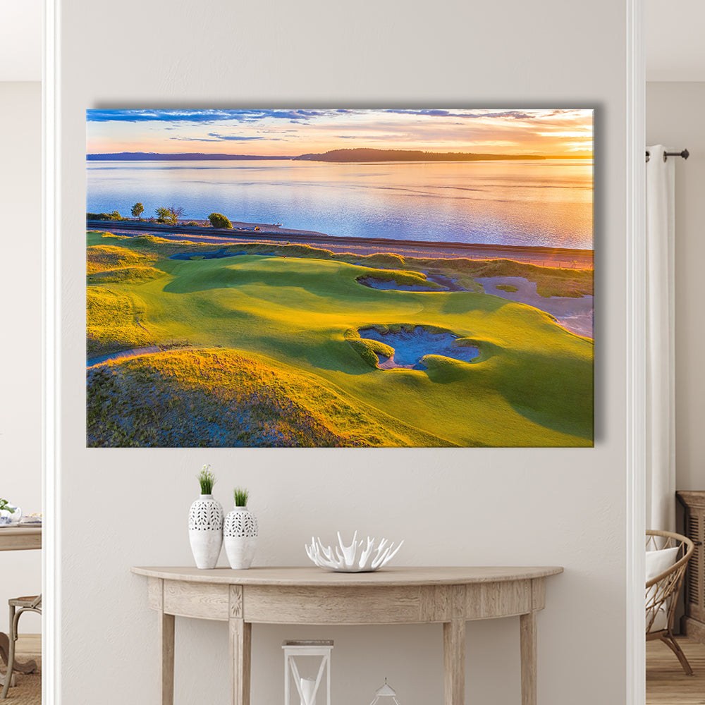 Chambers Bay Golf Course Hole 17, Fine Art, Golf Art Print,Gifts Golf Lover