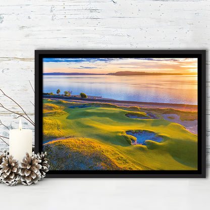 Chambers Bay Golf Course Hole 17, Fine Art, Floating Framed Canvas Print Wall Art