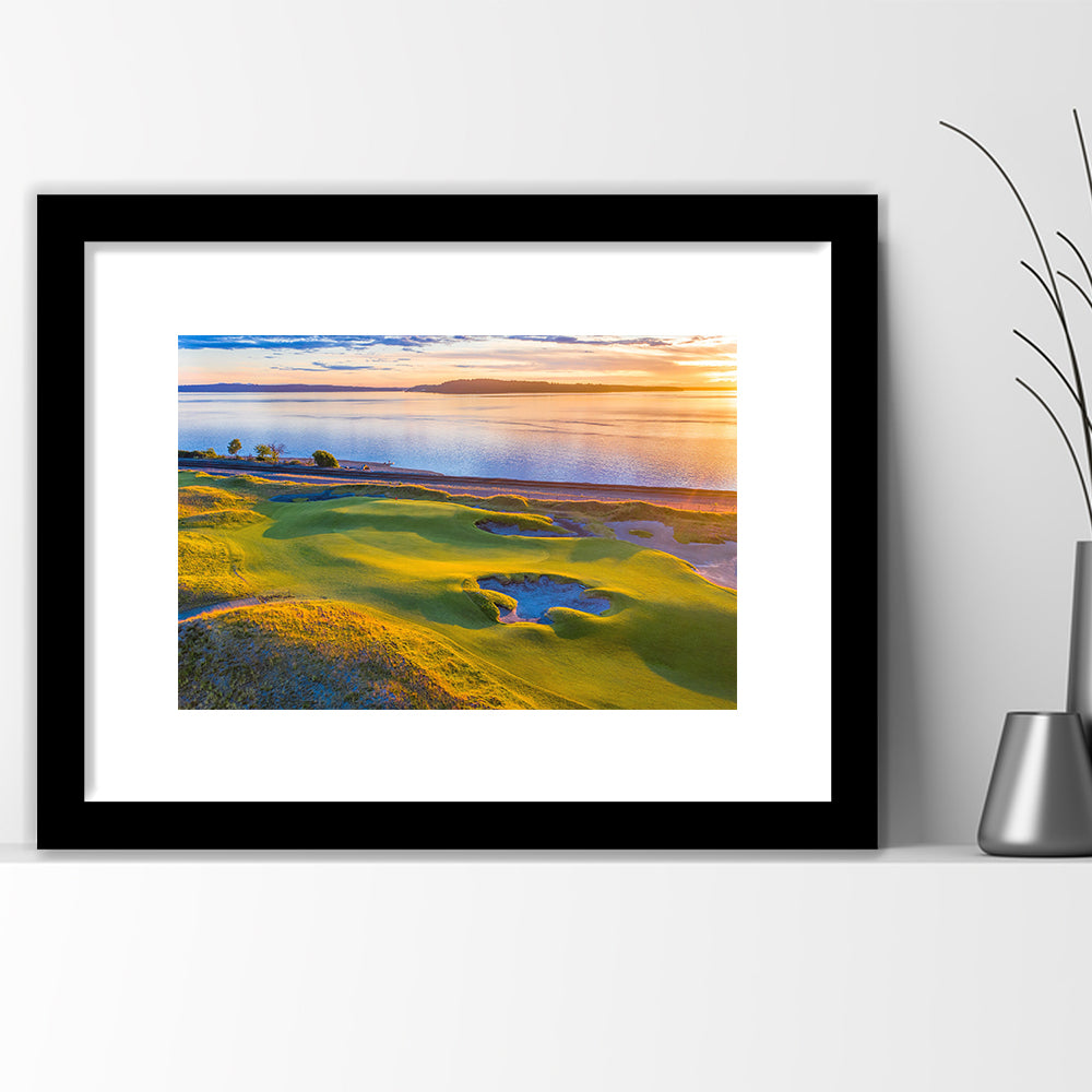 Chambers Bay Golf Course Hole 17, Fine Art, Goft Art Print, Framed Art Print White Border Wall Decor