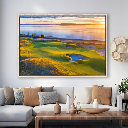 Chambers Bay Golf Course Hole 17, Fine Art, Floating Framed Canvas Print Wall Art