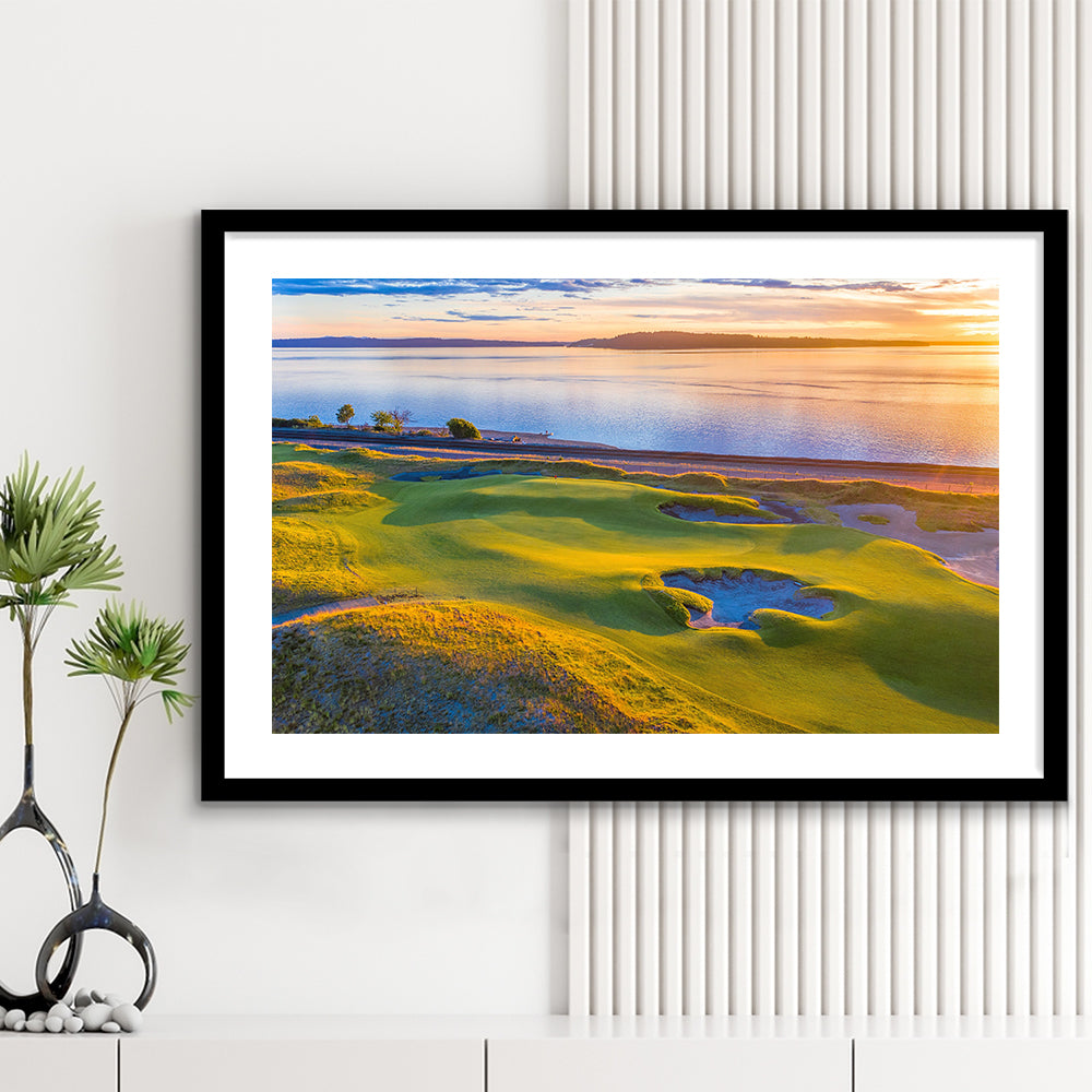 Chambers Bay Golf Course Hole 17, Fine Art, Goft Art Print, Framed Art Print White Border Wall Decor