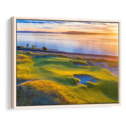 Chambers Bay Golf Course Hole 17, Fine Art, Floating Framed Canvas Print Wall Art