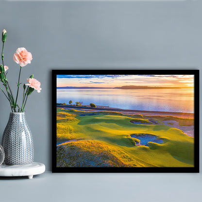Chambers Bay Golf Course Hole 17, Fine Art, Framed Art Print Wall Decor, Picture Framed