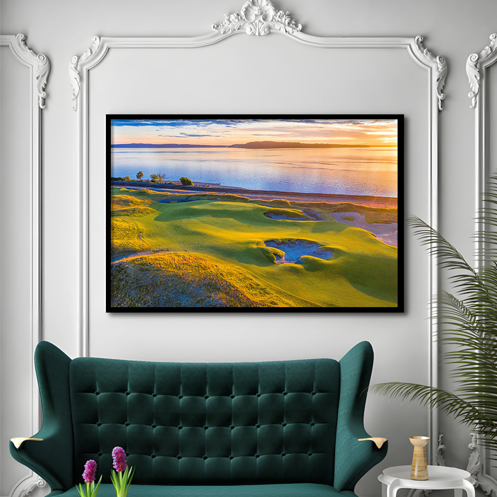 Chambers Bay Golf Course Hole 17, Fine Art, Framed Art Print Wall Decor, Picture Framed