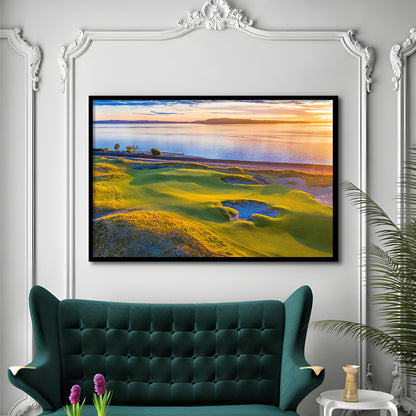 Chambers Bay Golf Course Hole 17, Fine Art, Framed Art Print Wall Decor, Picture Framed