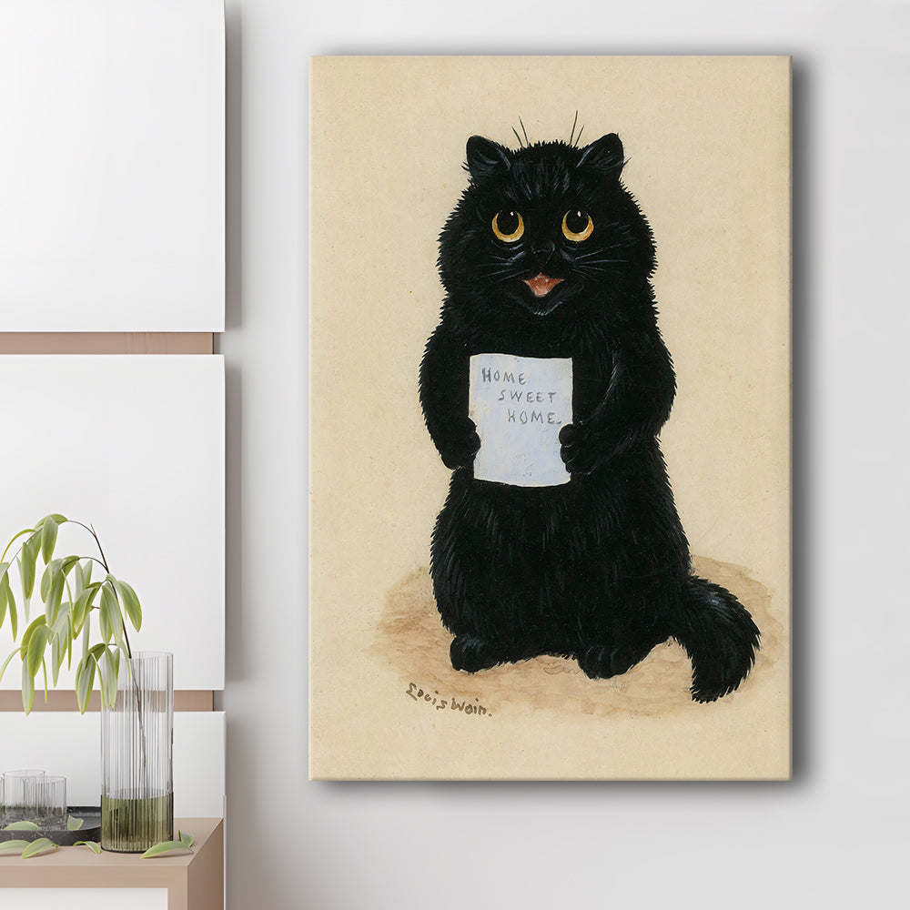 Home Sweet Home By Louis Wain Art Print, Louis Wain, Cat Wall Decor, Cat, Animal Wall Decor, Canvas Print, Canvas Decor