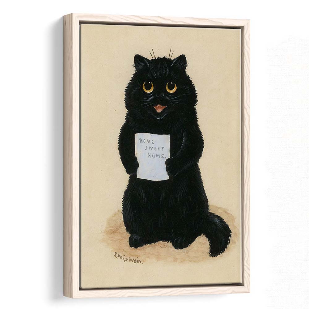 Home Sweet Home By Louis Wain Art Print, Louis Wain, Cat Wall Decor, Cat, Animal Wall Decor, Framed Canvas Print, Floating Frame