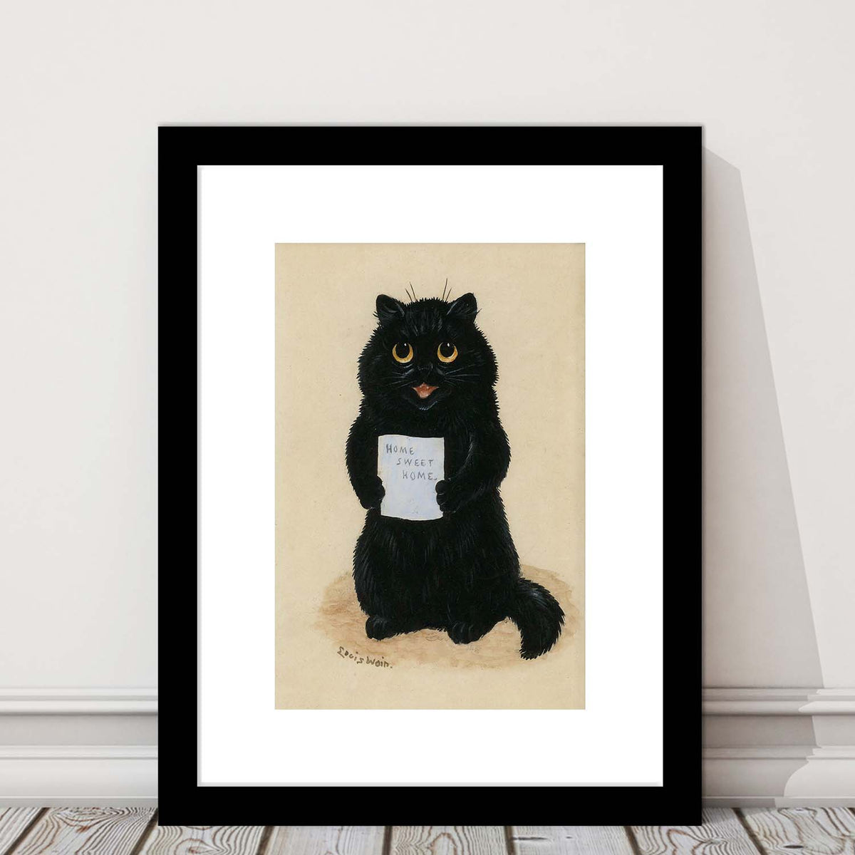 Home Sweet Home By Louis Wain Art Print, Louis Wain, Cat Wall Decor, Cat, Animal Wall Decor, Framed Art Print, White Border