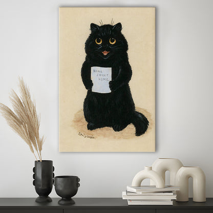 Home Sweet Home By Louis Wain Art Print, Louis Wain, Cat Wall Decor, Cat, Animal Wall Decor, Canvas Print, Canvas Decor
