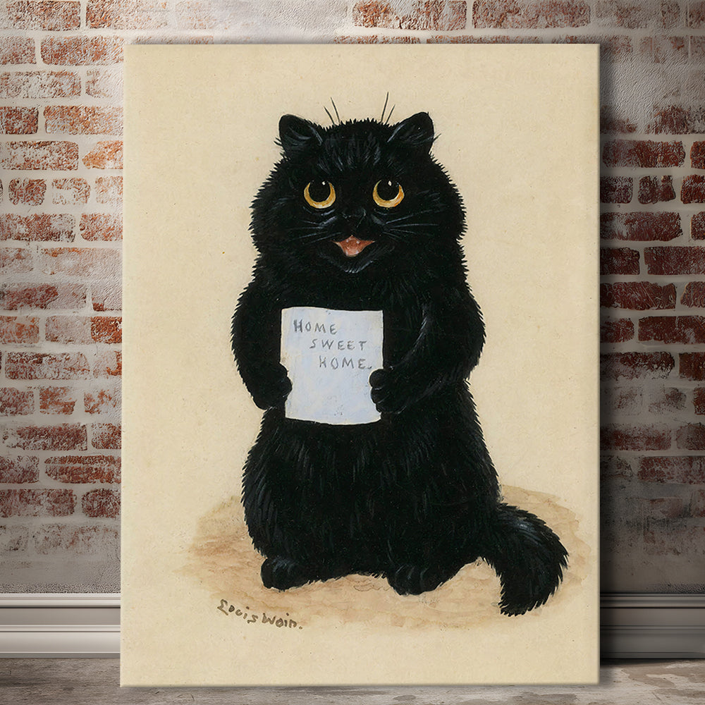 Home Sweet Home By Louis Wain Art Print, Louis Wain, Cat Wall Decor, Cat, Animal Wall Decor, Canvas Print, Canvas Decor