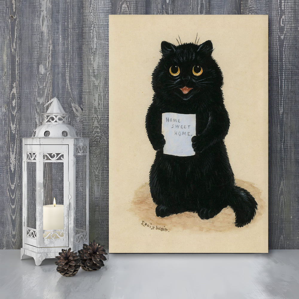 Home Sweet Home By Louis Wain Art Print, Louis Wain, Cat Wall Decor, Cat, Animal Wall Decor, Canvas Print, Canvas Decor