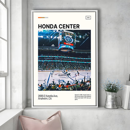 Honda Center Print, Anaheim Ducks Stadium Canvas Art, Man Cave Gift, Floating Framed Canvas Print Wall Art