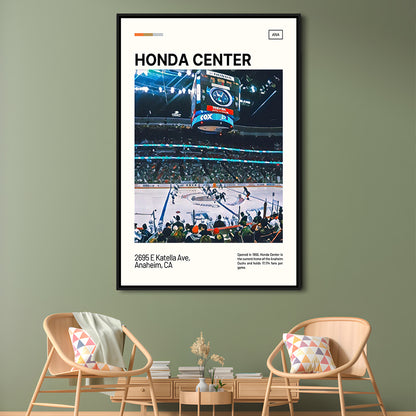 Honda Center Print, Anaheim Ducks Stadium Canvas Art, Man Cave Gift, Floating Framed Canvas Print Wall Art