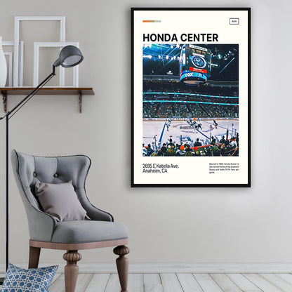 Honda Center Print, Anaheim Ducks Stadium Canvas Art, Man Cave Gift, Floating Framed Canvas Print Wall Art
