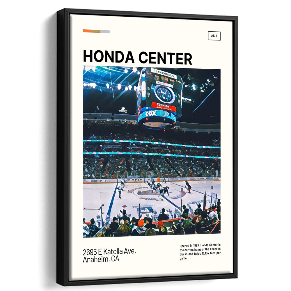 Honda Center Print, Anaheim Ducks Stadium Canvas Art, Man Cave Gift, Floating Framed Canvas Print Wall Art
