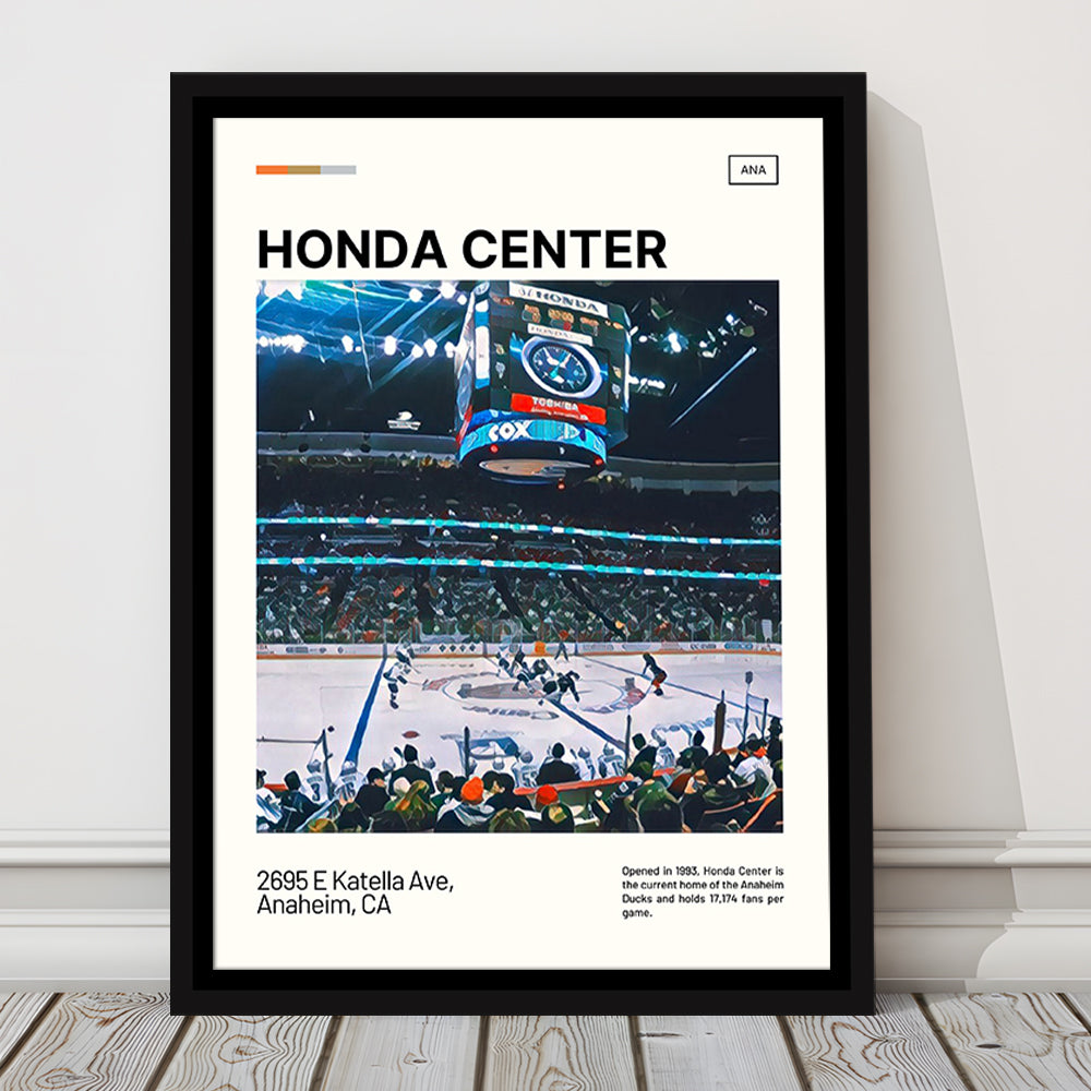 Honda Center Print, Anaheim Ducks Stadium Canvas Art, Man Cave Gift, Floating Framed Canvas Print Wall Art