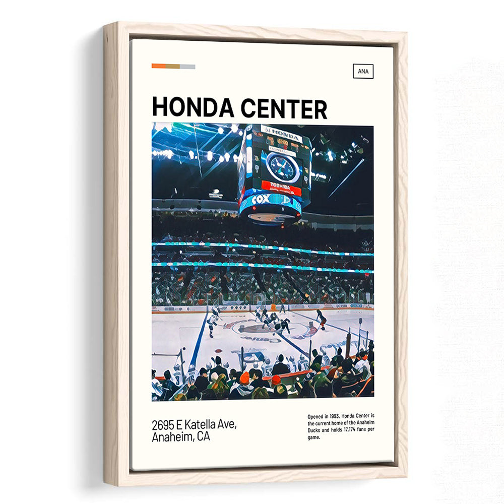 Honda Center Print, Anaheim Ducks Stadium Canvas Art, Man Cave Gift, Floating Framed Canvas Print Wall Art