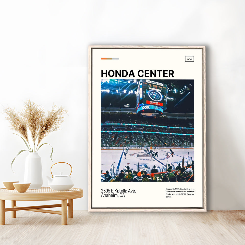 Honda Center Print, Anaheim Ducks Stadium Canvas Art, Man Cave Gift, Floating Framed Canvas Print Wall Art