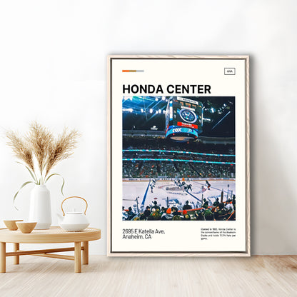 Honda Center Print, Anaheim Ducks Stadium Canvas Art, Man Cave Gift, Floating Framed Canvas Print Wall Art