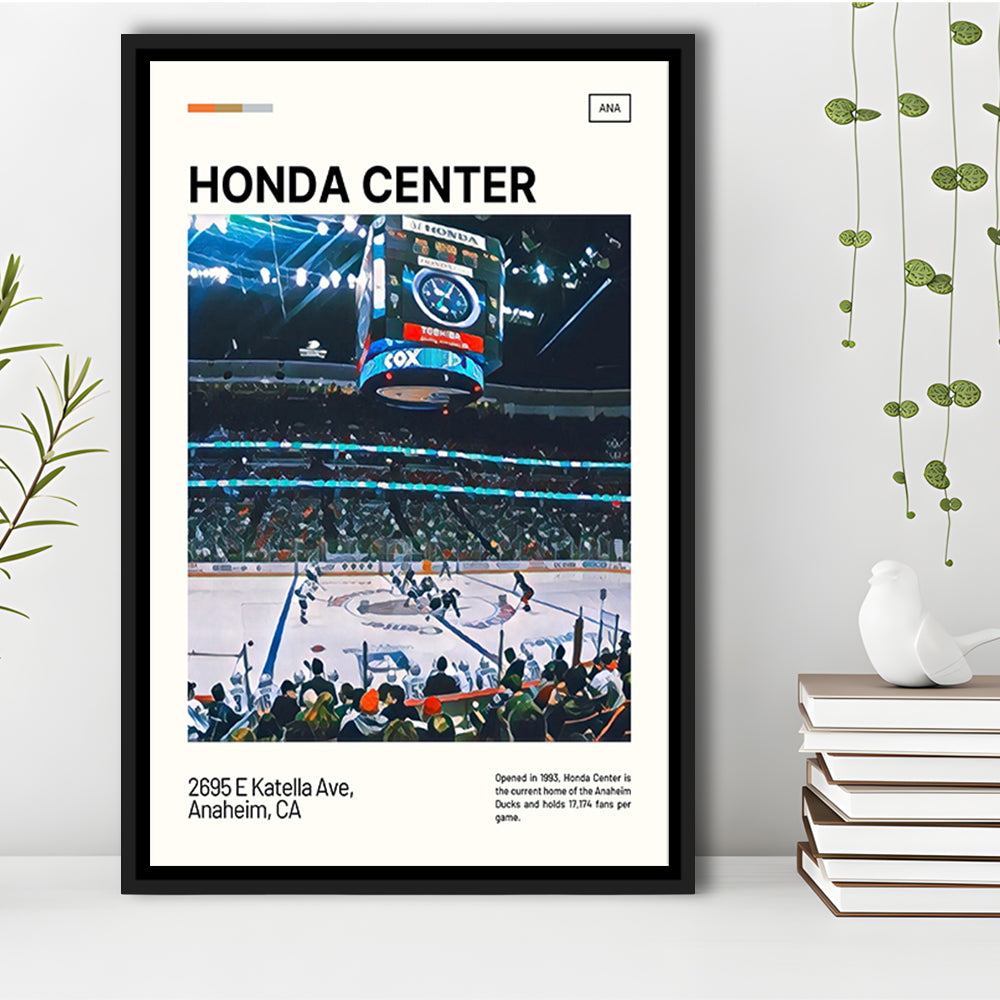 Honda Center Print, Anaheim Ducks Stadium Canvas Art, Man Cave Gift, Floating Framed Canvas Print Wall Art