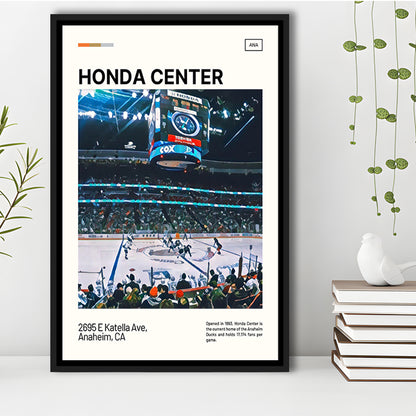 Honda Center Print, Anaheim Ducks Stadium Canvas Art, Man Cave Gift, Floating Framed Canvas Print Wall Art