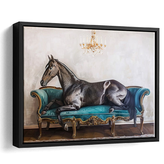 Horse Art Print,Farmhouse Decor,Vintage Print,Funny Horse Print, Framed Canvas Print Wall Art, Floating Frame