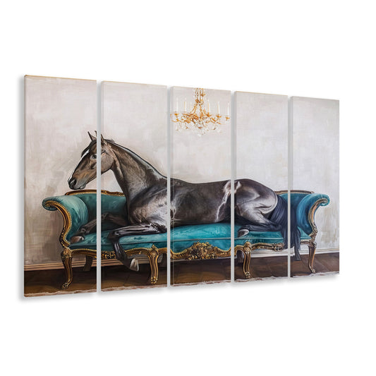 Horse Art Print,Farmhouse Decor,Vintage Print,Funny Horse Print, 5 Panel B Canvas Print Wall Art, Extra Large Canvas