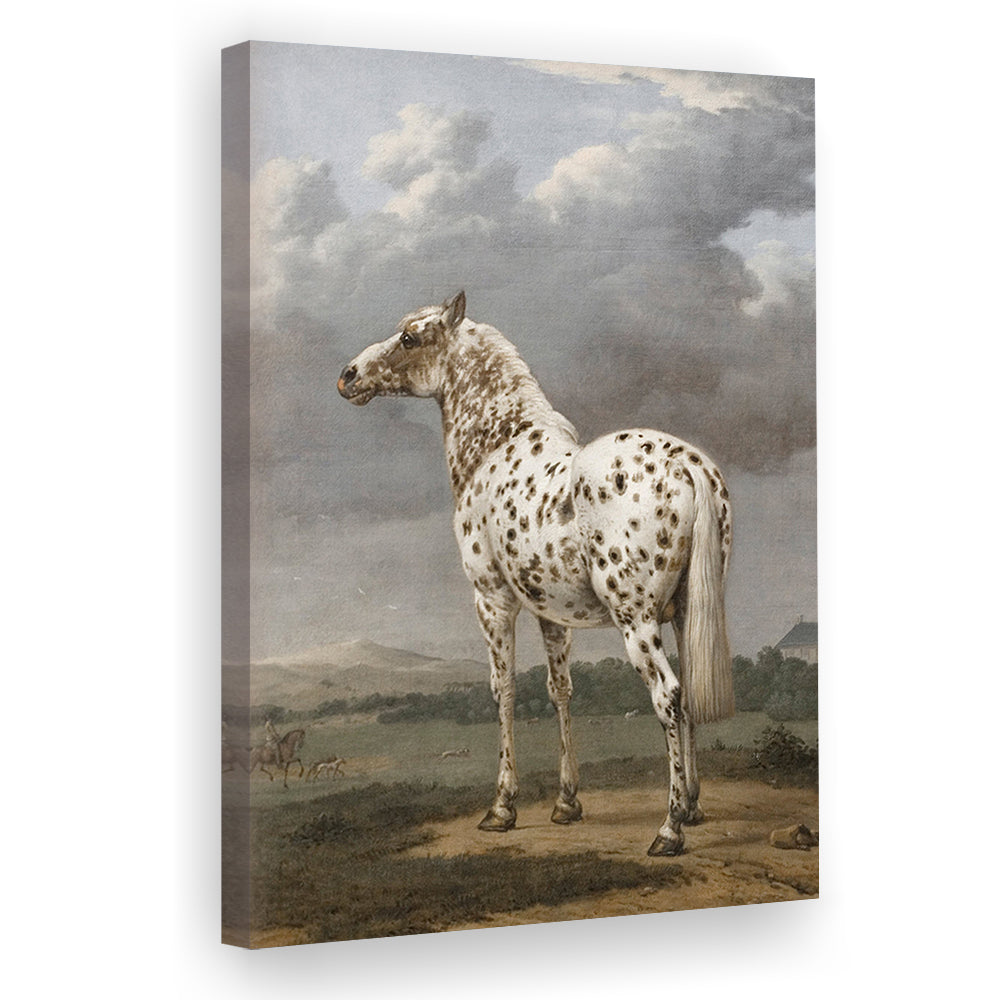 Horse Oil Painting Appaloosa Horse Art Vintage Farmhouse Canvas Print Wall Art, English Landscape Painting