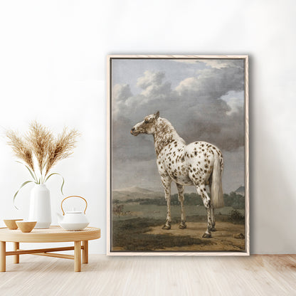 Horse Oil Painting Appaloosa Horse Art Vintage Farmhouse Framed Canvas Print Wall Art, English Landscape Painting