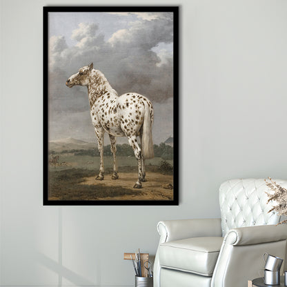 Horse Oil Painting Appaloosa Horse Art Vintage Farmhouse Framed Art Print Wall Decor, English Landscape Painting
