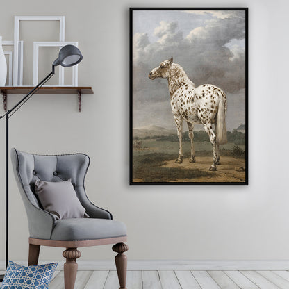 Horse Oil Painting Appaloosa Horse Art Vintage Farmhouse Framed Canvas Print Wall Art, English Landscape Painting