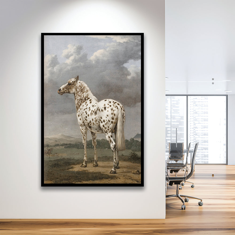 Horse Oil Painting Appaloosa Horse Art Vintage Farmhouse Framed Art Print Wall Decor, English Landscape Painting