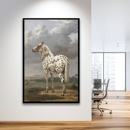 Horse Oil Painting Appaloosa Horse Art Vintage Farmhouse Framed Art Print Wall Decor, English Landscape Painting