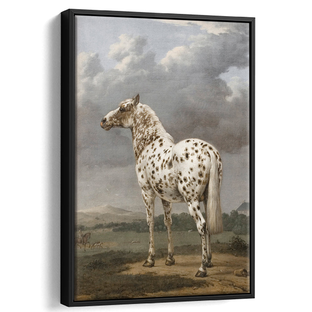 Horse Oil Painting Appaloosa Horse Art Vintage Farmhouse Framed Canvas Print Wall Art, English Landscape Painting