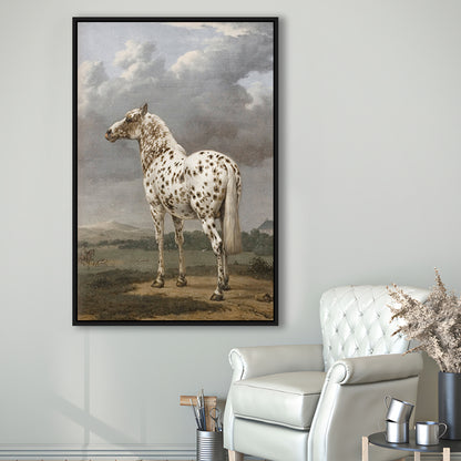 Horse Oil Painting Appaloosa Horse Art Vintage Farmhouse Framed Canvas Print Wall Art, English Landscape Painting