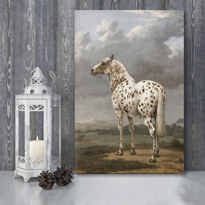 Horse Oil Painting Appaloosa Horse Art Vintage Farmhouse Canvas Print Wall Art, English Landscape Painting