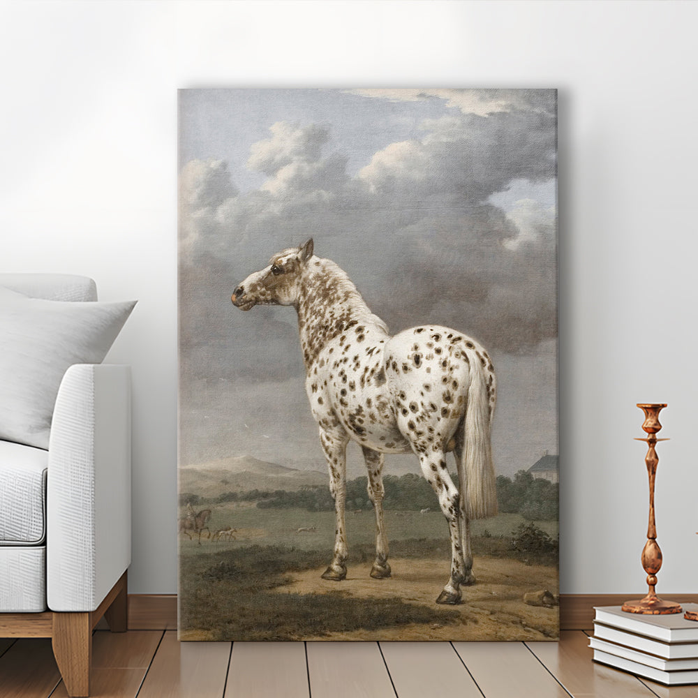 Horse Oil Painting Appaloosa Horse Art Vintage Farmhouse Canvas Print Wall Art, English Landscape Painting