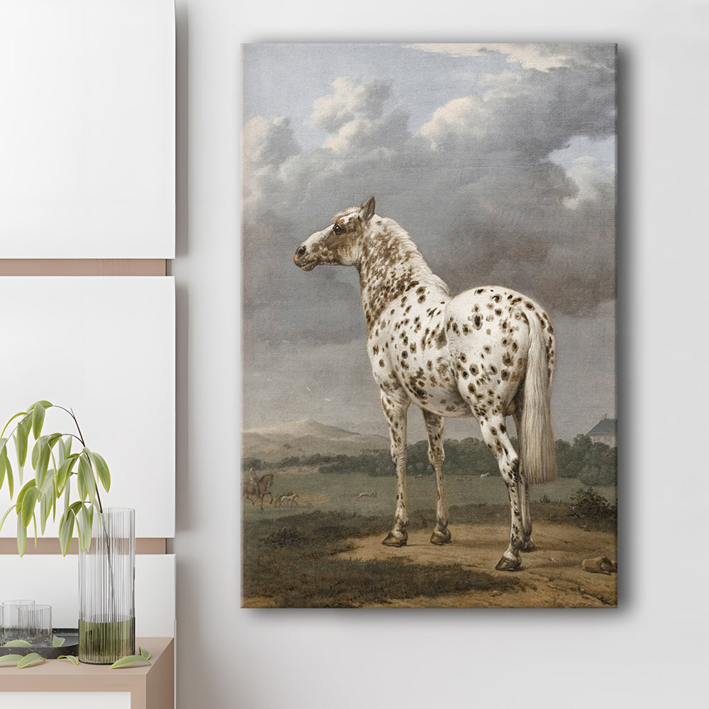 Horse Oil Painting Appaloosa Horse Art Vintage Farmhouse Canvas Print Wall Art, English Landscape Painting