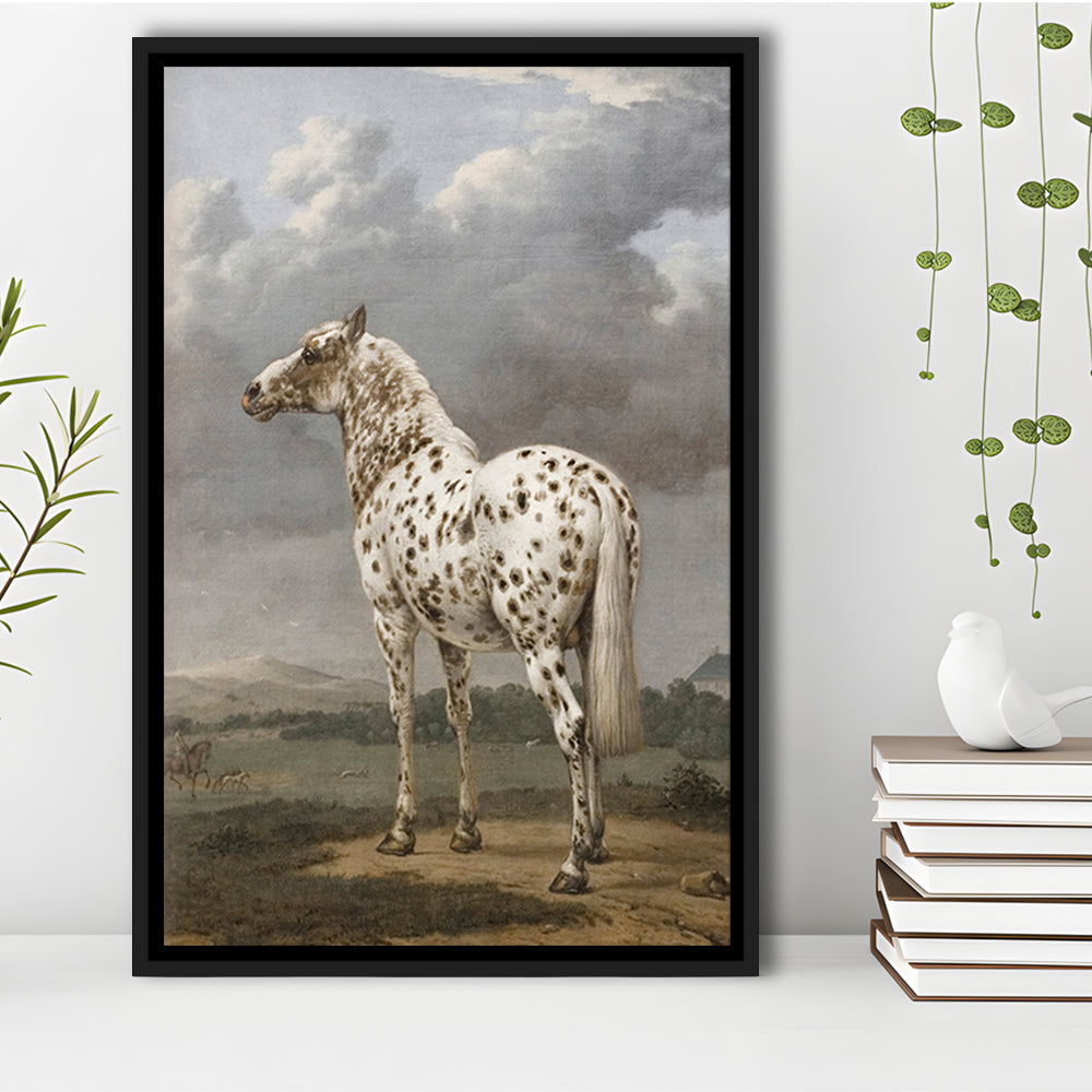 Horse Oil Painting Appaloosa Horse Art Vintage Farmhouse Framed Canvas Print Wall Art, English Landscape Painting