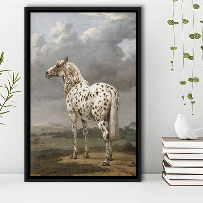 Horse Oil Painting Appaloosa Horse Art Vintage Farmhouse Framed Canvas Print Wall Art, English Landscape Painting
