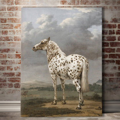 Horse Oil Painting Appaloosa Horse Art Vintage Farmhouse Canvas Print Wall Art, English Landscape Painting