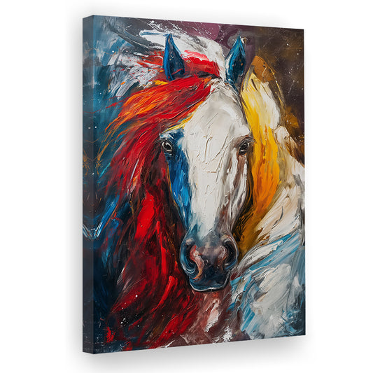 Horse Painting Portrait Mixed Color, Canvas Art Print Decor, Painting Art, Canvas Prints Wall Art