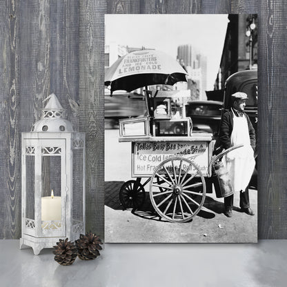 Hot Dog Stand New York City Black and White Art Kitchen Wall Decor, Canvas Print Wall Art