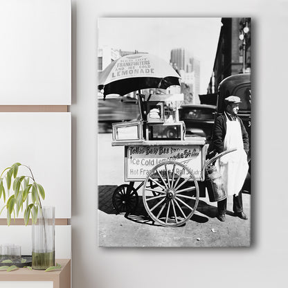 Hot Dog Stand New York City Black and White Art Kitchen Wall Decor, Canvas Print Wall Art