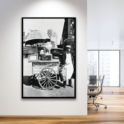 Hot Dog Stand New York City Black and White Art Kitchen Wall Decor, Framed Art Print Wall Decor